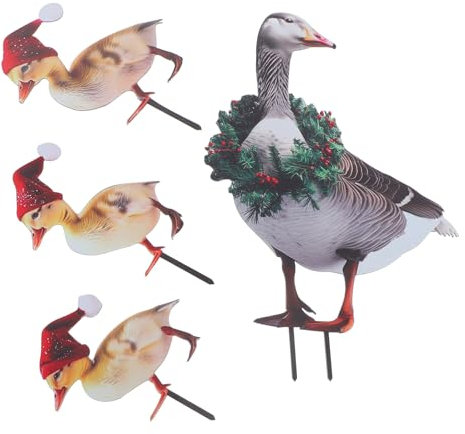 CIYODO 4stücke Metallische Enten Gartenstecker Weihnachts-Dekoration Für Garten Und Rasen Langlebige Eisendeko Für Festliche Stimmung Im Freien Für Garten Terrasse