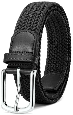 MATLAB Stretchgürtel für Damen & Herren – Elastischer Flechtgürtel aus Stoff, Verstellbar & Dehnbar, 3,3 cm breit, Länge 120 cm, Schwarz