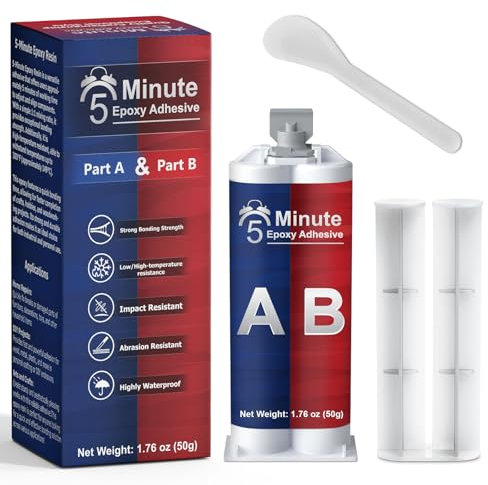 WAN2TLK Pegamento epoxi de 5 minutos 50 ml, pegamento epoxi transparente de 2 partes de alta viscosidad y curado rápido para madera, metal, vidrio, cerámica, hormigón, fibra de carbono, etc