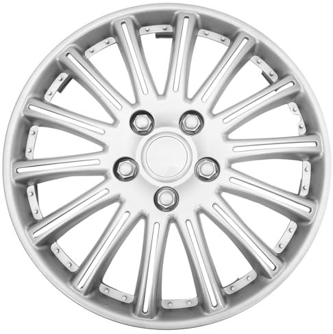 GARVALON Radkappe Radzierblende Nabenabdeckung Stahlfelgen Schutz Easy Installation Und Staubschutz Für Auto Felgen Zierblenden Silber