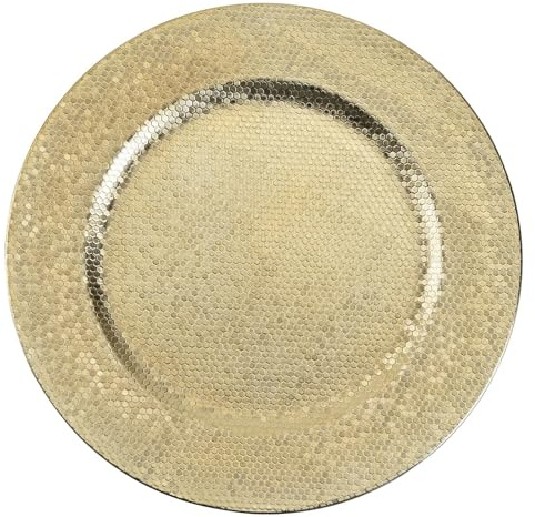 CAMOFOXIN Charger Plates Set of 6, Decorative Plate for Table Setting, Plastic Plate Chargers for Dinner Plates (Gold)