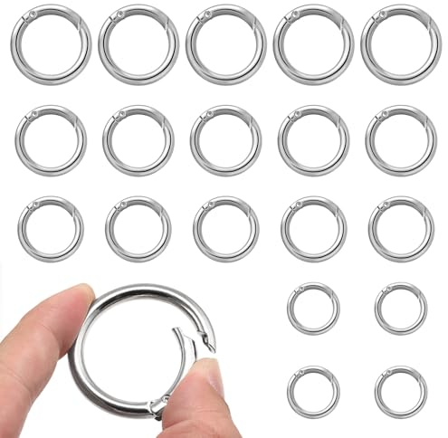 SYEYCW 20 Pezzi Moschettone per Borse, Scatto Moschettone Rotondo, O-Ring a Molla, Moschettoni Rotondi, Moschettoni a Scatto in Lega Zinco per Portachiavi, Borse, Artigianato e Accessori