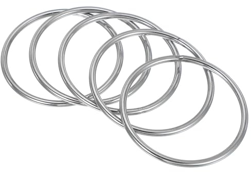 PATIKIL 5 Stück 5x90mm Metall O-Ringe, 304-Edelstahl O-Ring, geschweißte Rundringe, Taschenzubehör, Metallringe, DIY-Zubehör für Gürtel, Nähen, Hundehalsbänder, Karabiner, Gurtbänder