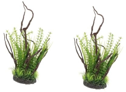BESPORTBLE 2st Aquatische Verzierung Fälschung Anlage Aquarium-landschaftsdekoration Simulieren Sie Pflanzen Für EIN Aquarium Brunnen Netz Baum Teich Gefälschte Pflanzen Solar- Harz