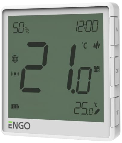 ENGO E-One Thermostat Intelligent sans Fil, contrôleur programmable WiFi, ZigBee 3.0, Chauffage au Sol, Compatible Alexa, Pompe à Chaleur Tuya Smartlife Control pour chaudière (Blanc, EONE-BATW)