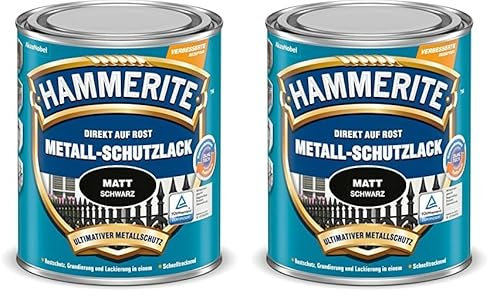 Hammerite AkzoNobel (DIY Metall-Schutzlack Matt Schwarz 0,250 L, 5134931, 250 ml (2er Pack)