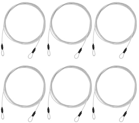 JINTANG 6PCS Drahtseil mit osen,3 Meter Fahrradschloss Lang,Kabelschloss | Stahlseil mit Ösen,Stahlseil Ummantelt,Seilschloss für Fahrrad Motorrad Möbel Garten,Campingartikeln usw,Sicherheitskabel
