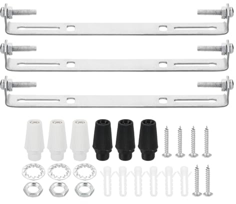 PATIKIL 200mm Kit Piastra Soffitto, 3 Set Staffa Montaggio Luci Piastra Barra Crociata Acciaio per Lampada a Sospensione Parete Casa con Vite Rondella Dado 2 Colori Cappuccio
