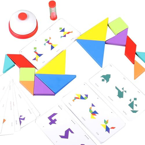 Tangram Puzzle, Holzblock -Puzzle | Roadtrip Jigsaw - Holzrätsel blockiert Gehirnteaser Logik STEM Pädagogische Spielzeugspiele für Mädchen