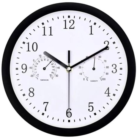 Horloge Murale d'extérieur silencieuse avec hygromètre pour terrasse, Piscine, Jardin, Porche, décoration d'intérieur