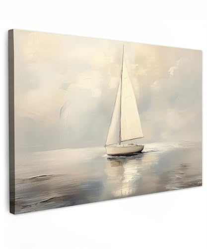 MuchoWow© Quadri Camera Da Letto Stampe Da Parete Quadro Su Tela Moderni | 120x80 cm - Decorazioni Murali Soggiorno Foto Quadretti Ingresso Casa Muro Veliero - Nuvoloso - Oceano