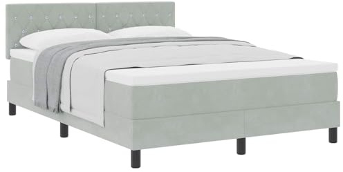 vidaXL Boxspringbett mit Matratze Hellgrau 160 x 200 cm Samt | Luxuriöse Textur für ultimativen Komfort, Zuverlässige Unterstützung mit einem Rahmen aus Hartholz,