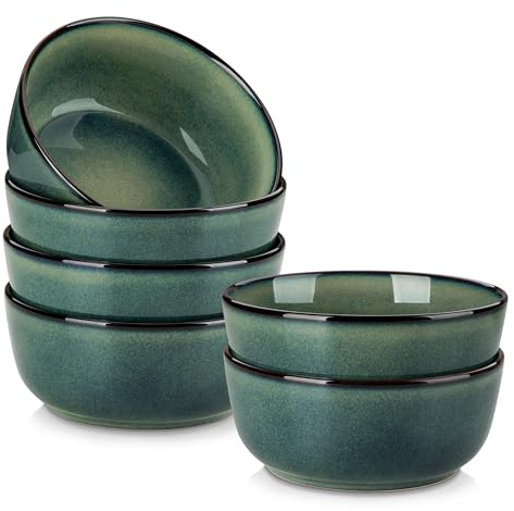 vancasso Suppenschalen 6er Set, STARRY 780ML Müslischale, Steingut Pastaschalen, Salatschüssel, Schalen Set, für Ramen, Dessert, Suppen, Müsli, Pasta, Grün
