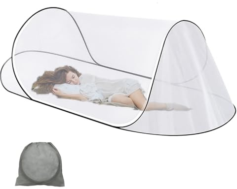 200 x 80 x 56cm Pop Up Moskitonetz Bett, Faltbares Mückennetz, Einfache & Schnelle Installation Tragbares Campingzelt, Ultraleichtes Familien MoskitonetzBett für Zuhause, Reisen, Outdoor (Weiß)