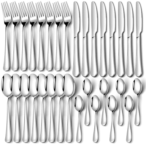 Cutlery Set, NINIROR 32 Piece Food-Grade Stainless Steel Flatware for 8, Tableware Silverware Set with Spoon Knife and Fork Set, Dishwasher Safe Mirror Finished Utensil Sets for Home Restaurant