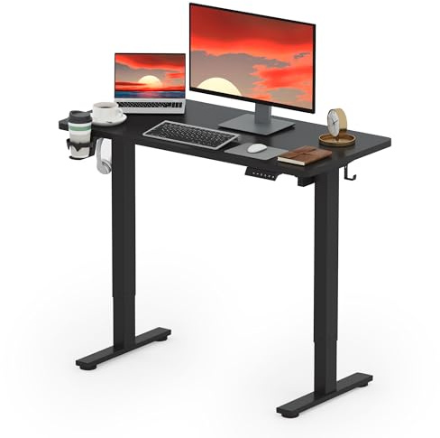 SANODESK höhenverstellbarer Schreibtisch 110 x 54 cm, einteiliger Tischplatte, Sitz-Steh-Schreibtisch mit einem Höhenverstellbereich von 73,5-118 cm, ergonomisches und gesundes Design, Schwarz