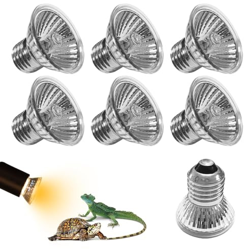 KBIBCK Lámpara de calor para reptiles, bombilla regulable UVA/UVB de 25 W, terrario con lámpara UV E27, terrario con lámpara de calor regulable para reptiles, lagartos, tortugas y serpientes (6 pcs)