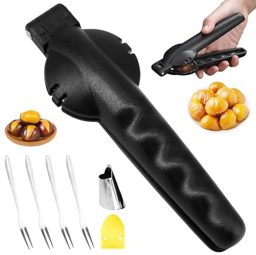 BORISCA Maronizange Schneider, Maronenschneider Kastanien Schneider, Kastanienöffner Multifunktionale Kastanien Clip, Maroni Schneider Tragbares Chestnut Cutter (Schwarz)
