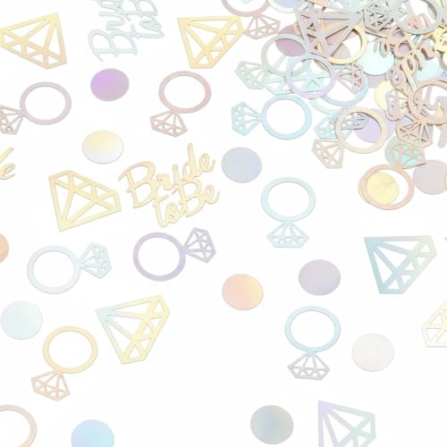 Wedding Confetti Decorations, Glitter Foil Diamond Ring Engagement Confetti for Table Scatter, Bachelorette Party, Bridal Shower, Anniversary, Valentine‘s, Birthday Party Supplies. (Colorful, 100 PCS)