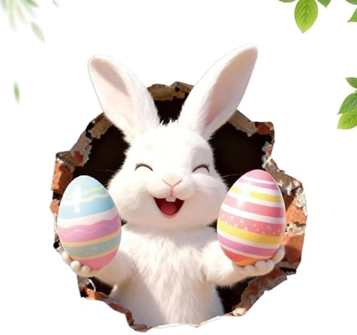 Generico Toilettenaufkleber mit Zerrissenem Osterhase - Lustige Zerrissene Aufkleber Wasserdicht Selbstklebend Toilettenpapier mit Osterhase | Frühlingsgarten