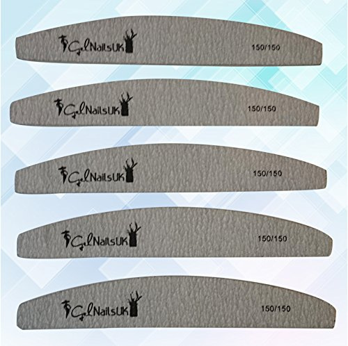 Gelnailsuk 5pcs Grey Nail Files Buffer Sanding 150/150 Grit Zebra Moon Emery Board Nail Art Tips Manicure Pedicure