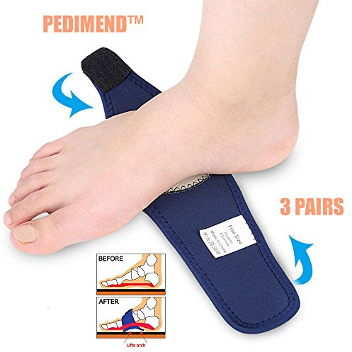 Pedimend™ 3 par gelbågsskydd | Plantar Fasciit terapi hålfotsstöd silikon | platta fötter ortotik | fallna bågar innersulor | för män och kvinnor | för löpning promenader kirurgi återhämtning