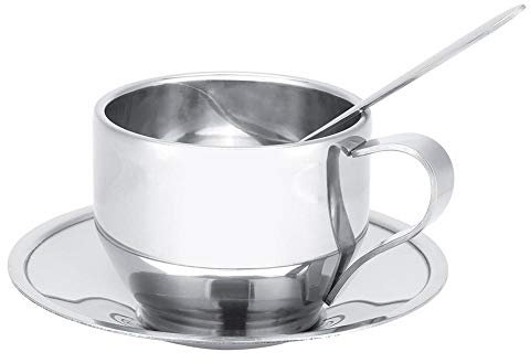 Set di tazze da caffè 120ML / 4OZ, tazze per caffè espresso a doppia parete in acciaio inox Set di tazze e cucchiaini per caffè in tazza Set di San ottimo per latte Latte