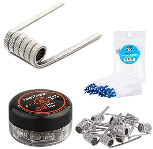 10x MKWS Ni80 Fused Clapton 0,2 Ω Ohm Coils + DEMON KILLER Slacker Cotton Watte Wicklung Selbstwickler Verdampfer RDA RBA RTA RDTA