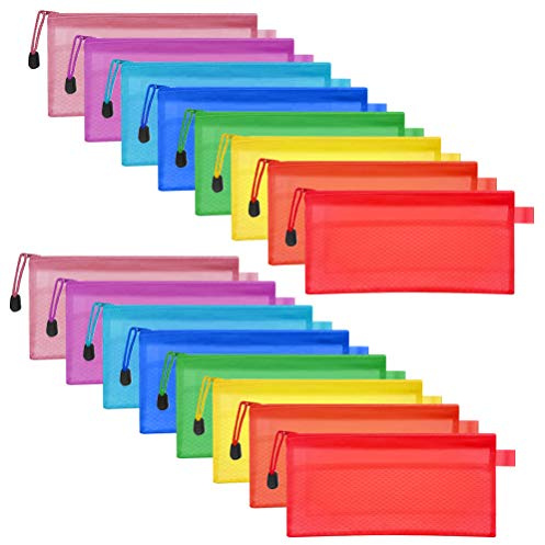 N/A 16PCS Reisverschlusstaschen A6 Dokumententasche Aufbewahrung Tüten 8 Farbe wasserdichte Dokumententasche A6 mit Reißverschluss Federmäppchen Zip für Schulmäppchen Arbeit Schule Reisen