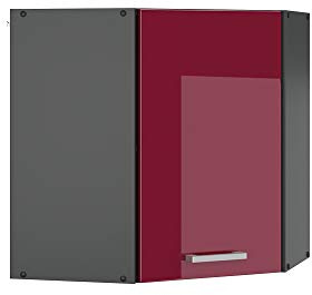 Vicco Armario Colgante de Esquina R-Line, Rojo de Alto Brillo, 57 cm, para combinación Libre Dentro de Sistemas de Cocina modulares