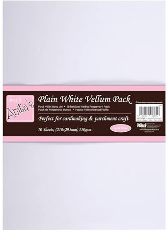 Anita's Parchment Vellum, A4, White, 150gsm, Pack of 10, for Writing, Printing, Scrolls, Books, Art, Craft, Wedding Invitation
