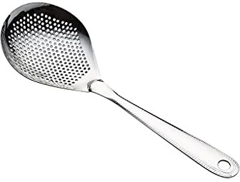 WRLRUILIAN Espresso Spoons Kitchen Skimmer Spoon Open Hole Spoon Stainless Steel Oil Filter Spoon Oil Filter Spoon Skimmer Spoon with Long-handled Pasta Filter Tea Spoons (Size : Medium)