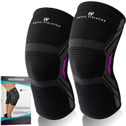 KINETIC EVOLUTION 2 Stück Kniebandage Damen und Herren, Kompression Kniestütze, Sport Knieschoner für Laufen, Kraftsport, Volleyball