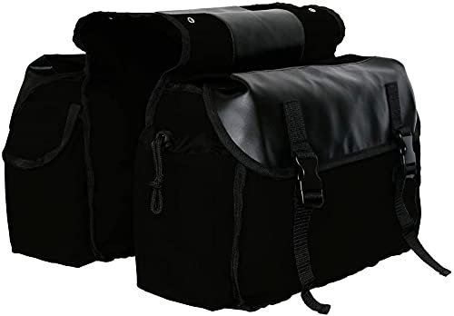TSTSM Retro Fahrradtasche Gepäckträger Doppel Rücksitztasche Für Fahrrad Motorrad-Black