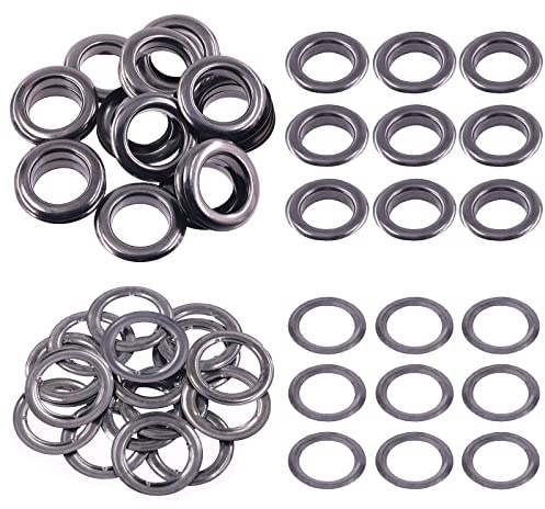 Swpeet 40 pièces - 20 ensembles de 25 mm (1) de trous en métal, œillets épais pour toile, cuir, rideaux