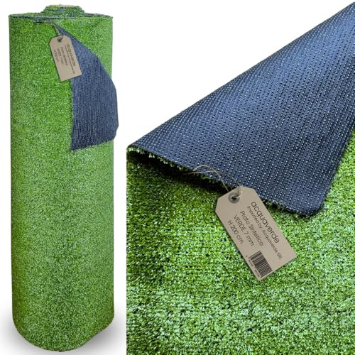 acquaverde | Prato Sintetico da 7mm per Giardino, Balcone, Terrazzo e Piscina 2x5 mt (10 mq) – Erba Artificiale, Sintetica Resistente al Calpestio e Raggi UV, Facile da Pulire