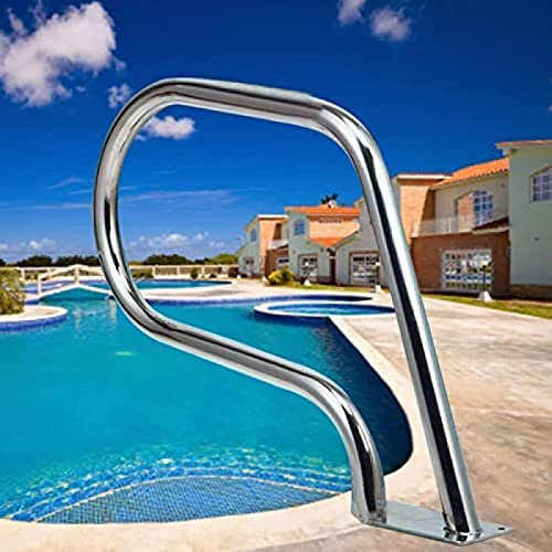 MAZY·URBAN CRADZZA Swimming Pool Handrail With Quick Installation Base, Stainless Steel Safety Handrail, For Inground Poolse Entrance,Size：30 × 22,Silver,Thickness: 1.0mm