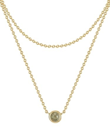 GLANZSTÜCKE MÜNCHEN Damen Kette 925/- Sterling Silber gelbvergoldet 14 Karat Labradorit grün Silberhalskette