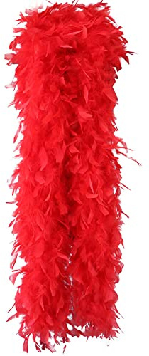 Surakey Flauschige Federboa zum Basteln, Federboa,Länge 200cm,Feder-Schal,Turkeyfeder Verkleidungszubehör,Halloween-Handwerk,Hochzeitsdekoration,Federstola Federschal Kostüm Karneval Mottoparty,Rot
