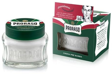 Proraso Crema Pre Barba Rinfrescante, 3 x 100ml, Crema barba pre-rasatura rinfrescante e tonificante con Olio d'Eucalipto e Mentolo, Made in Italy