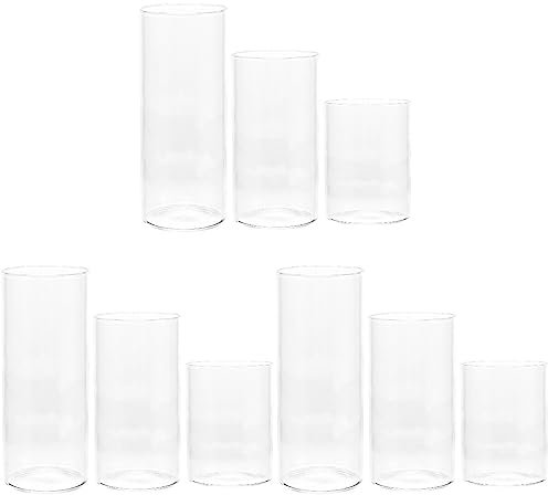 DOITOOL Zylindervasen Aus Glas 9Er-Set Zylindervasen Aus Klarem Glas Für Tafelaufsätze Hurricane-Kerzenhalter Aus Für Stumpenkerzen Schwimmende Kerzenvase Für Hochzeitsdekoration (3
