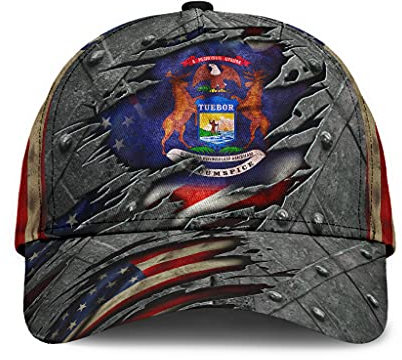 501 Visier Hut Michigan Us-Flagge, Stolze Patriotische Geschenkidee Zum Unabhängigkeitstag Am 4. Juli Unisex Baseballmütze Atmungsaktiv Mode Hysteresenkappe Für Sport Kletter