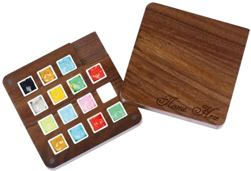 Personalisierte Individuelle Tragbare Aquarellpalette Aus Holz, Skizzenbuch-Palettenbox Mit Eingraviertem Namen