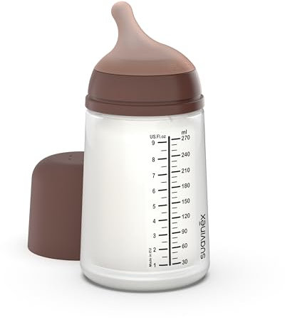 Suavinex, Biberon Anti-Coliche Zero Zero, con Tettarella in Silicone a Flusso Medio (M), +3 Mesi, Per Allattamento misto Latte Materno e Formula, 270 ml, Deep