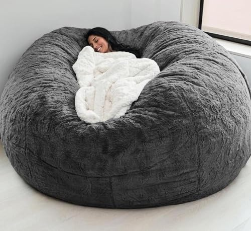 Funda de bolsa de frijoles grande sin relleno, funda Safa perezosa de felpa suave (solo cubierta), funda de saco de asiento lavable para almacenamiento de animales de peluche, cubierta de sillón para