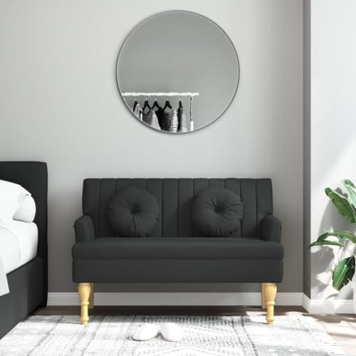 Festnight Sitzbank mit Rückenlehne Sofabank mit Armlehne 2 Sitzer Sofa Retro Küchensofa Esszimmerbank Polsterbank Loungesofa Flurbank Loungebank Essbank Stoffsofa Küchenbank Bank Küche Schwarz