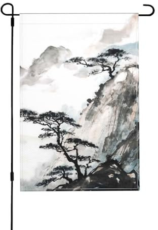 LAMAME Drapeau de jardin imprimé paysage chinois drapeau décoratif double face drapeau de jardin