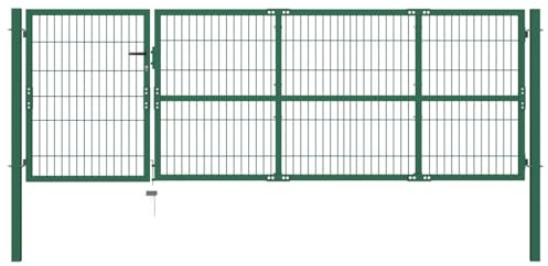 Rantry Gartentor mit Pfosten 350 x 100 cm Stahl Grün Model142569