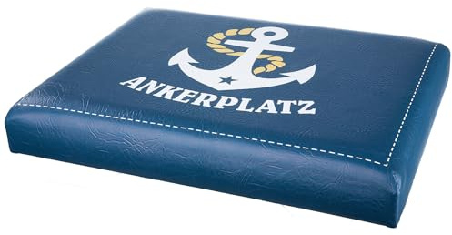 Maritimes Sitzpolster für Bier- und Getränkekisten – Ankerplatz | mobiler Sitzplatz aus Kunststoff für Indoor & Outdoor – lustige Motiven & Schriftzüge – Grillparty – Seaside No.64