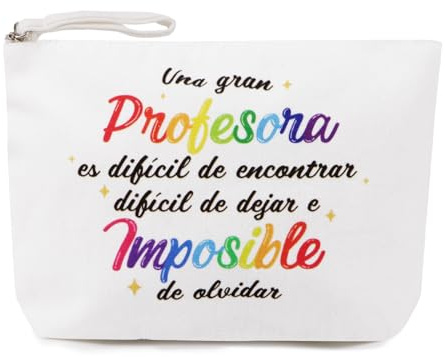 GEBETTER Spanisch Lehrertag Geschenk mit Reißverschluss 23x16x5cm Lehrer Dankeschön Geschenk für Kindergarten Vorschule Lehrer Make-up Tasche Kindertagesstätte Lehrer Federmäppchen Kindergartenlehrer
